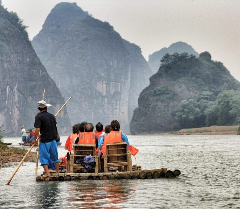 people riding on boat